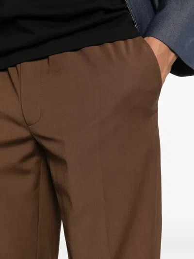 Sandro Elasticated Straight-leg Trousers In Brown