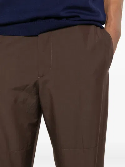 Greyed Belt-loop Trousers In Brown