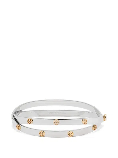 Tory Burch Icon Stud Double Bracelet In Silver
