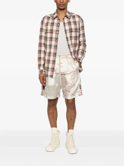 Rick Owens Plaid-pattern Shorts In White
