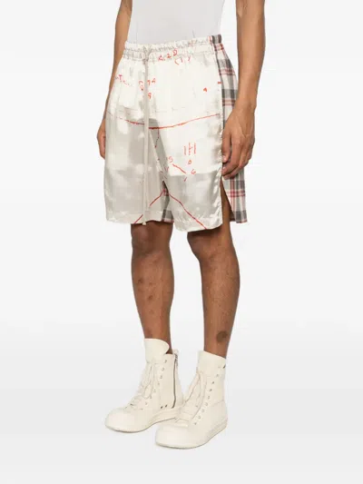 Rick Owens Plaid-pattern Shorts In White