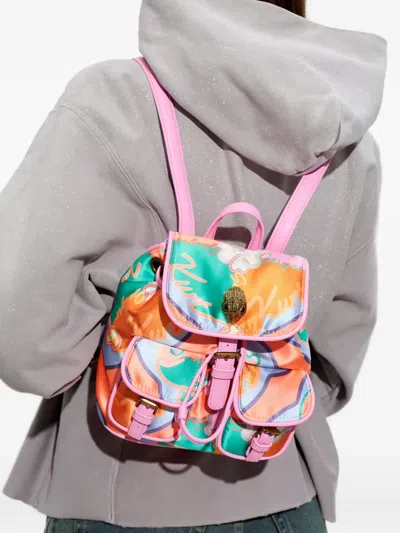 Kurt Geiger Printed Backpack In Orange