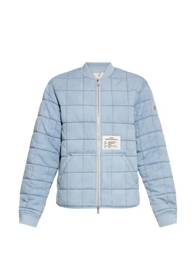 Moose Knuckles Transit Down Denim Liner Bomber Jacket In Blue