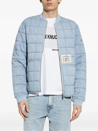 Moose Knuckles Transit Down Denim Liner Bomber Jacket In Blue