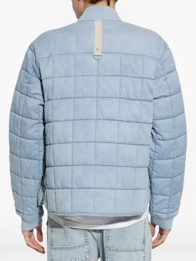 Moose Knuckles Transit Down Denim Liner Bomber Jacket In Blue
