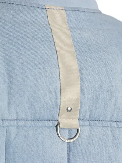 Moose Knuckles Transit Down Denim Liner Bomber Jacket In Blue
