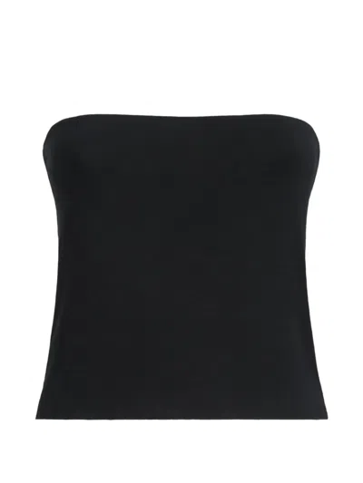 Brunello Cucinelli Black Solid Strapless Top In Black