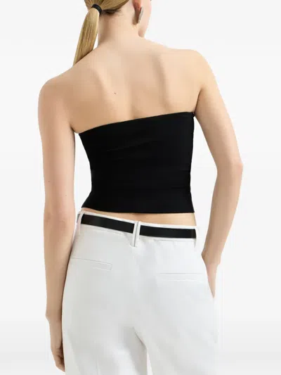Brunello Cucinelli Black Solid Strapless Top In Black