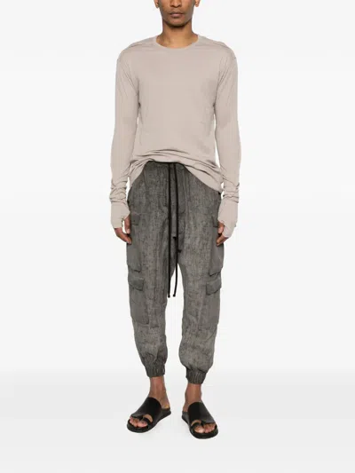 Thom Krom Drawstring Cargo Pants In Gray