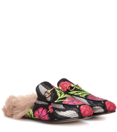 Gucci Princetown Shearling-lined Jacquard Loafers In Multi