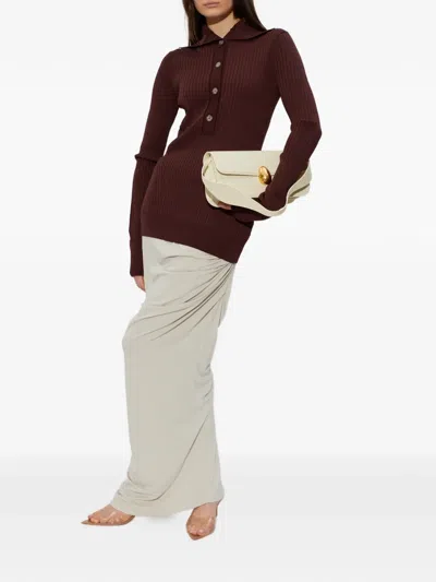 Entire Studios Ribbed-buttoned Polo In Brown
