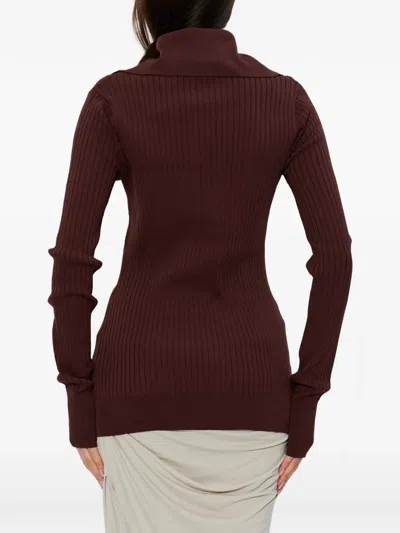 Entire Studios Ribbed-buttoned Polo In Brown