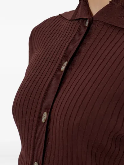 Entire Studios Ribbed-buttoned Polo In Brown