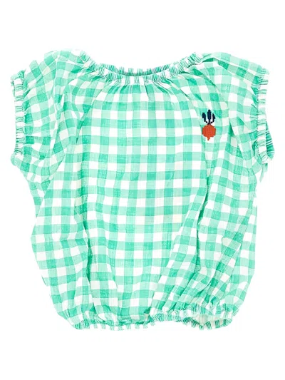 Bobo Choses Pixel Sugar Beet Check Embroidered Top In Multi