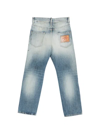 Dsquared2 642 Patchwork Cotton Jeans In Blue