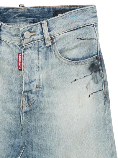 Dsquared2 642 Patchwork Cotton Jeans In Blue