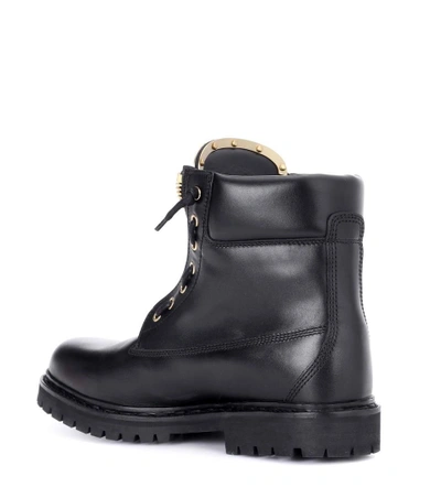 Shop Balmain Taiga Leather Boots In Black