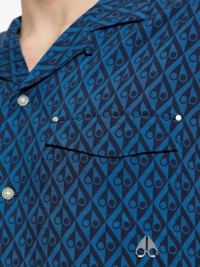Moose Knuckles Patterned Shirt In Blue