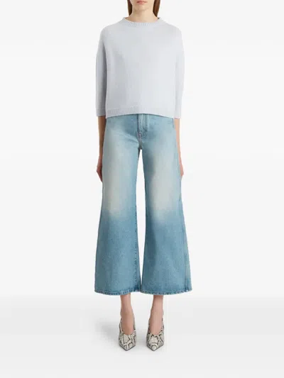 Khaite Margaux Cashmere Crewneck Sweater In White