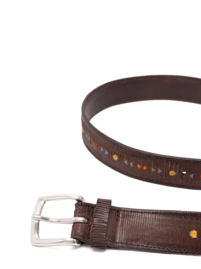 Orciani Patterned Leather Belt In Brown