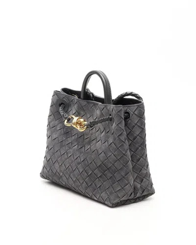Bottega Veneta Womens Graphite-mb-graphite Andiamo Small Intrecciato Leather-suede Shoulder Bag In Gray