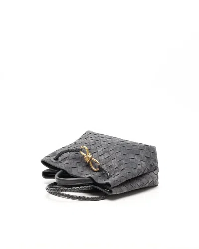 Bottega Veneta Womens Graphite-mb-graphite Andiamo Small Intrecciato Leather-suede Shoulder Bag In Gray