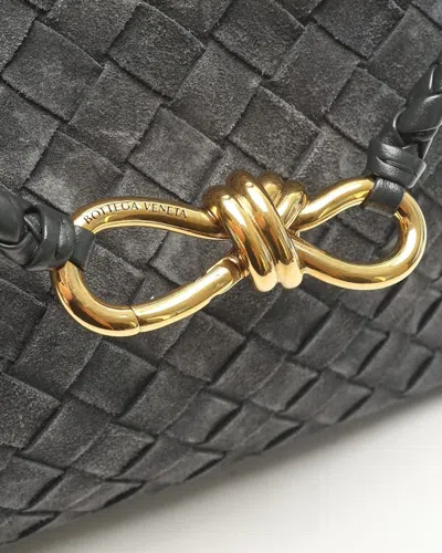 Bottega Veneta Womens Graphite-mb-graphite Andiamo Small Intrecciato Leather-suede Shoulder Bag In Gray