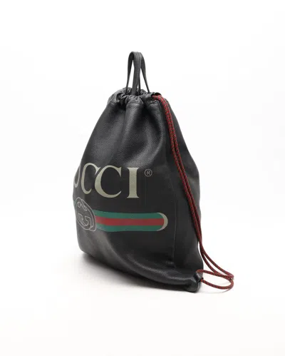 Gucci Drawstring Backpack In Black
