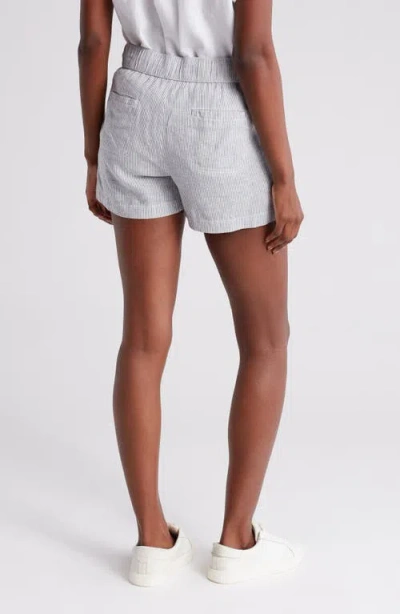 Caslon ® Stripe Drawstring Linen Blend Shorts In White