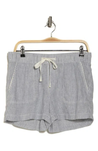 Caslon ® Stripe Drawstring Linen Blend Shorts In White