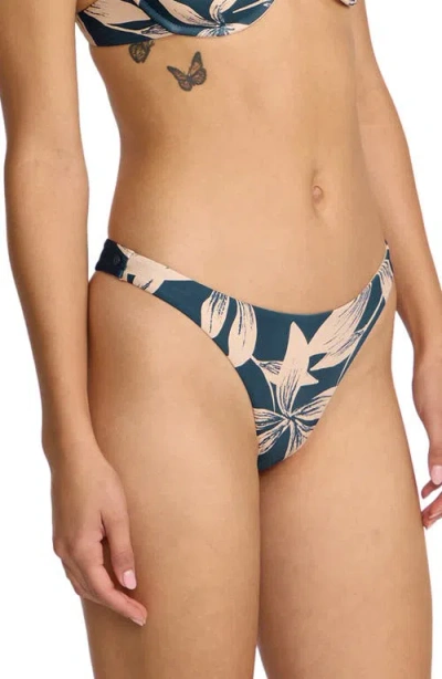 Volcom Bloom Tiny Cheekini Bikini Bottoms In Blue