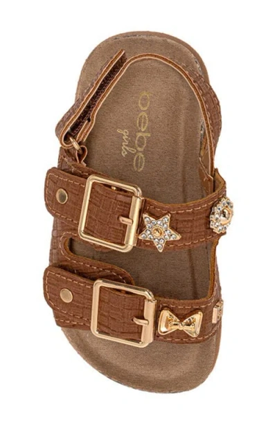 Bebe Peached Double Strap Sandal In Brown