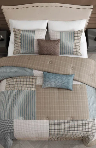 Bebejan Tranquil Patch Cotton Sateen Comforter Set In Blue
