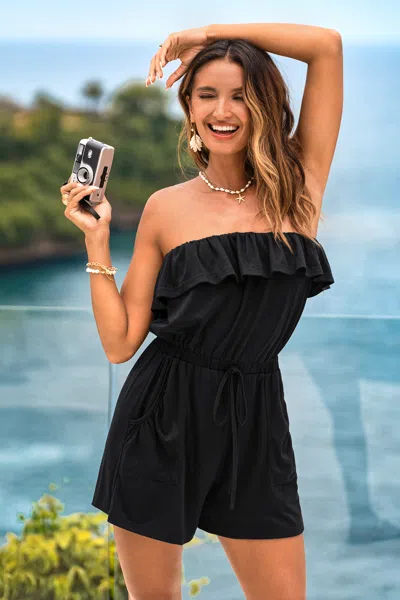 Cupshe Journaling Black Romper In Black