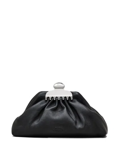Marc Jacobs Black Claw Clip Medium Clutch In Black