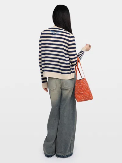 Zadig & Voltaire Missya Embellished Stripe Cashmere Cardigan In Multi