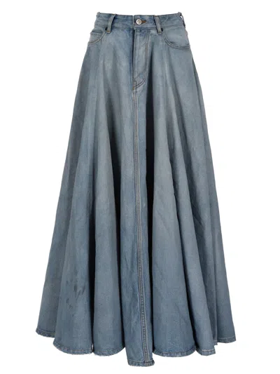 Balenciaga Maxi Skirt With Innovative Design And Five-pocket Style In Blue
