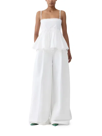 Jacquemus Top Le Haut Traversin White With V-neck And Ruffle Details In Cotton For Women In White