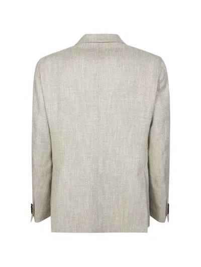 Tagliatore Herringbone Single-breasted Jacket In Neutral
