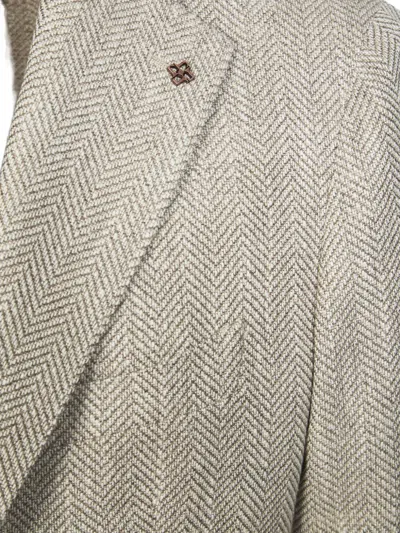 Tagliatore Herringbone Single-breasted Jacket In Neutral