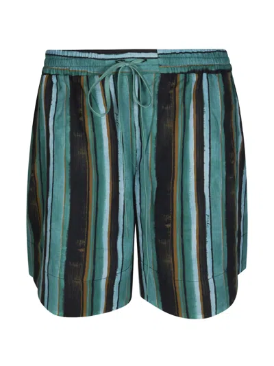 Pinko Chic Mini Shorts With Unique Stripe Print In Multi