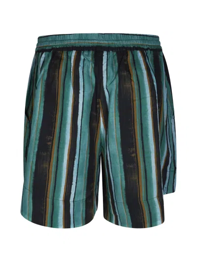 Pinko Chic Mini Shorts With Unique Stripe Print In Multi