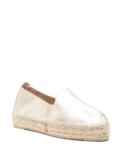 Manebi Metallic Finish Espadrilles In Gold