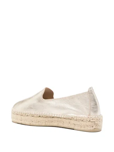 Manebi Metallic Finish Espadrilles In Gold