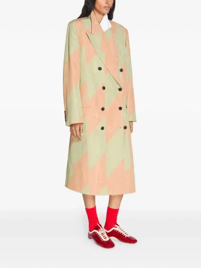 Dries Van Noten Double-breasted Chevron Coat In Multi