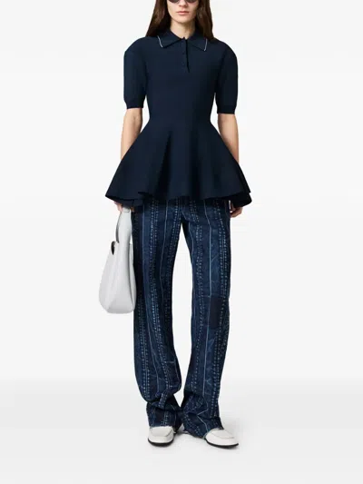 Stella Mccartney Button-placket Polo Top In Blue