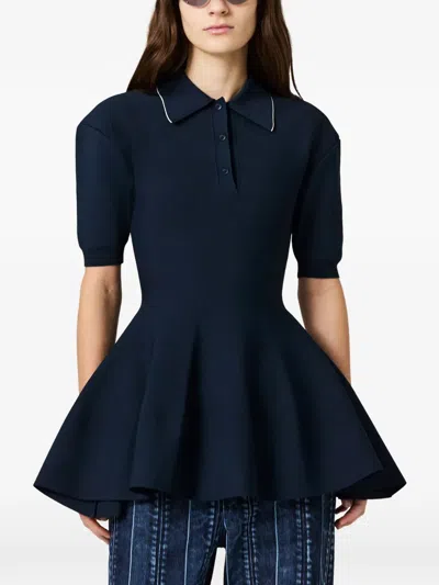Stella Mccartney Button-placket Polo Top In Blue