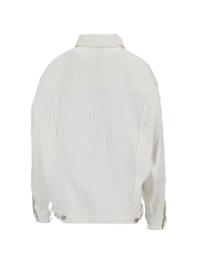 Anine Bing Structured Beige Jacket With Button-down Front In White
