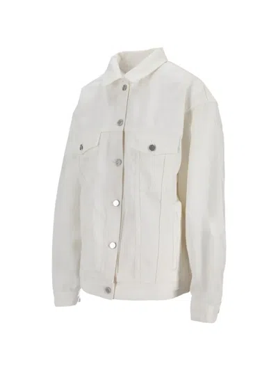 Anine Bing Structured Beige Jacket With Button-down Front In White