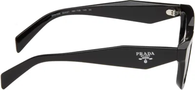 Prada Black Rectangle Sunglasses In Black